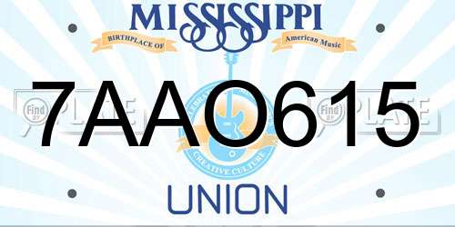 7AAO615 Mississippi License Plate