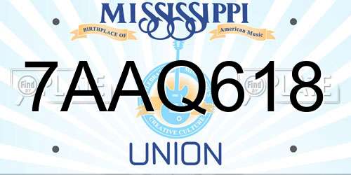 7AAQ618 Mississippi License Plate