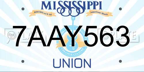 7AAY563 Mississippi License Plate