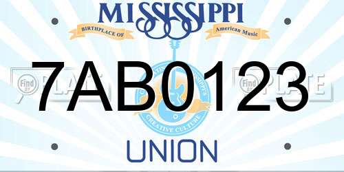 7AB0123 Mississippi License Plate