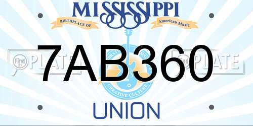 7AB360 Mississippi License Plate