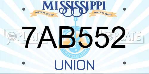 7AB552 Mississippi License Plate