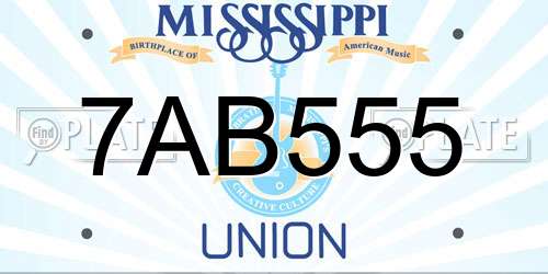 7AB555 Mississippi License Plate