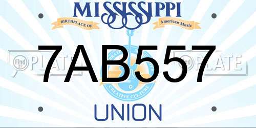 7AB557 Mississippi License Plate