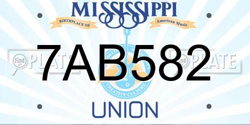 7AB582 Mississippi License Plate