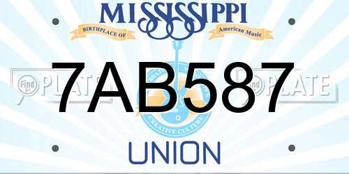 7AB587 Mississippi License Plate
