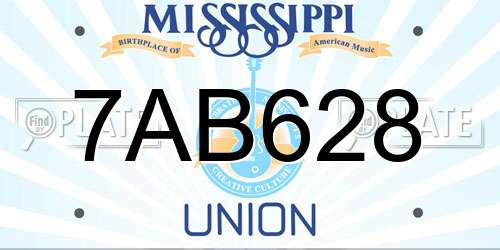 7AB628 Mississippi License Plate