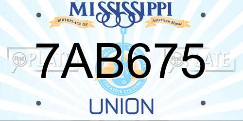 7AB675 Mississippi License Plate