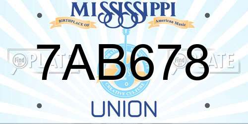 7AB678 Mississippi License Plate