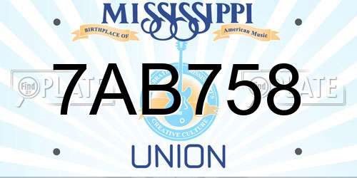 7AB758 Mississippi License Plate