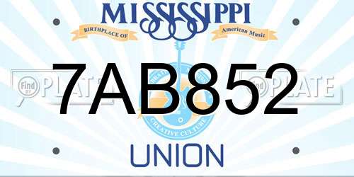 7AB852 Mississippi License Plate