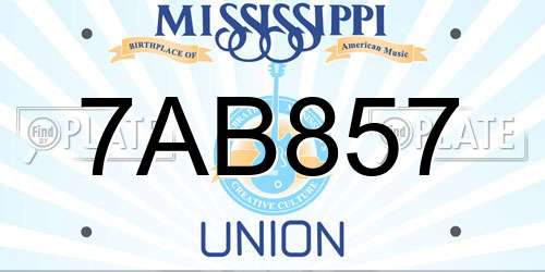 7AB857 Mississippi License Plate