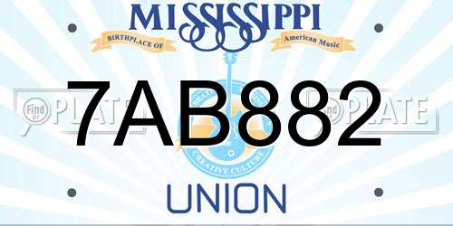 7AB882 Mississippi License Plate