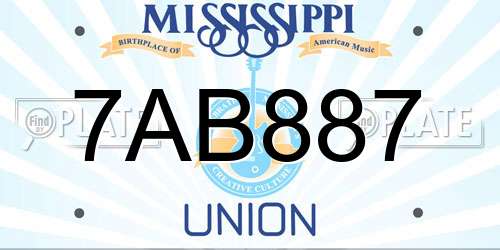 7AB887 Mississippi License Plate
