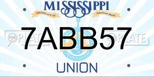 7ABB57 Mississippi License Plate