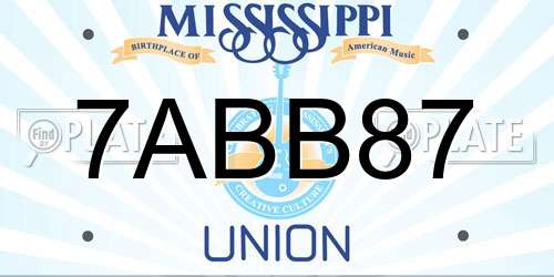 7ABB87 Mississippi License Plate