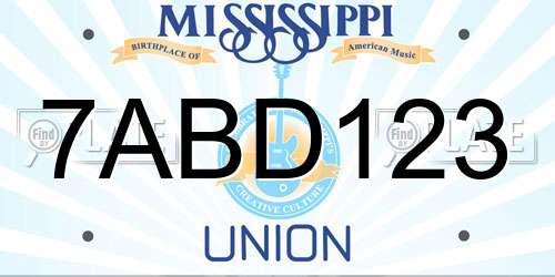 7ABD123 Mississippi License Plate