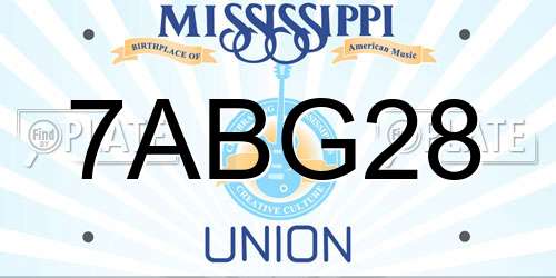 7ABG28 Mississippi License Plate