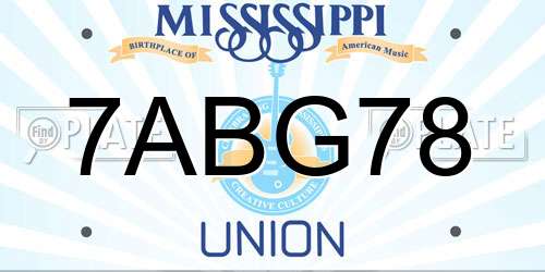 7ABG78 Mississippi License Plate