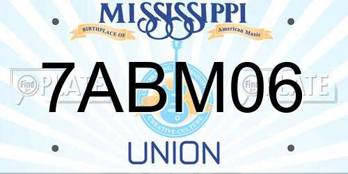7ABM06 Mississippi License Plate