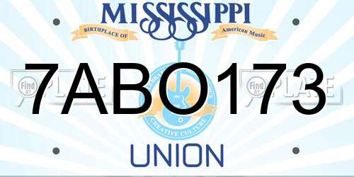 7ABO173 Mississippi License Plate