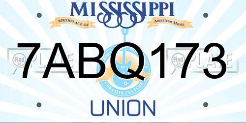 7ABQ173 Mississippi License Plate