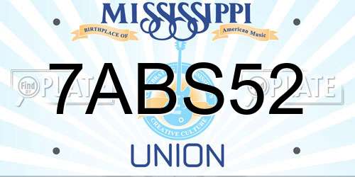 7ABS52 Mississippi License Plate