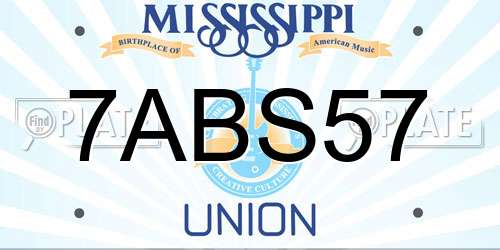 7ABS57 Mississippi License Plate