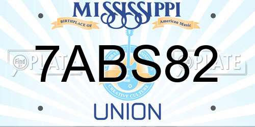 7ABS82 Mississippi License Plate