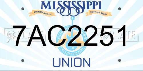 7AC2251 Mississippi License Plate