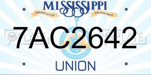 7AC2642 Mississippi License Plate