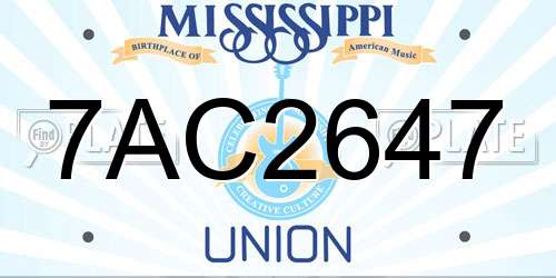 7AC2647 Mississippi License Plate