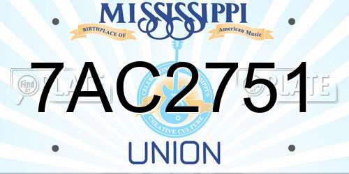 7AC2751 Mississippi License Plate