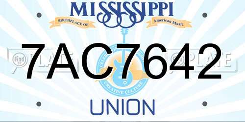 7AC7642 Mississippi License Plate
