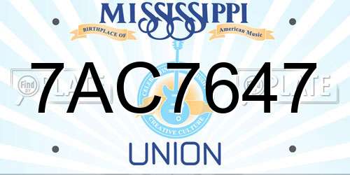 7AC7647 Mississippi License Plate