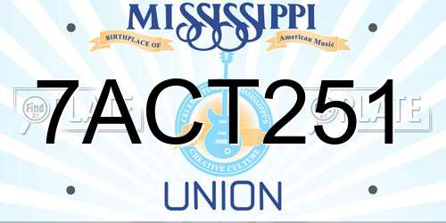 7ACT251 Mississippi License Plate