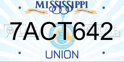 7ACT642 Mississippi License Plate