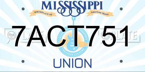 7ACT751 Mississippi License Plate