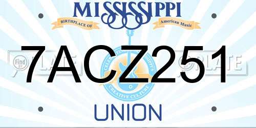 7ACZ251 Mississippi License Plate
