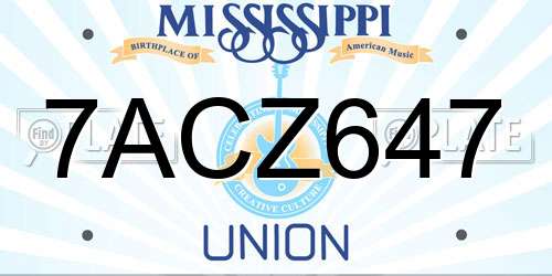 7ACZ647 Mississippi License Plate