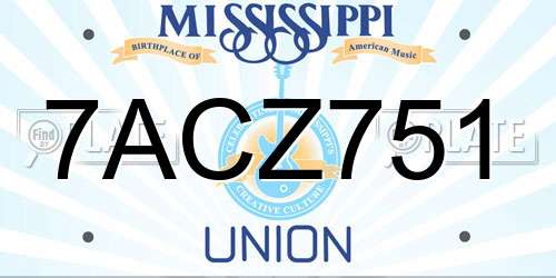 7ACZ751 Mississippi License Plate