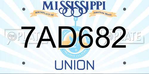 7AD682 Mississippi License Plate