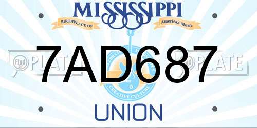 7AD687 Mississippi License Plate