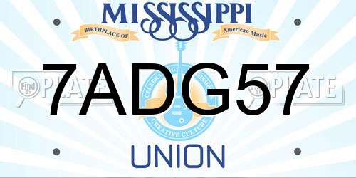 7ADG57 Mississippi License Plate
