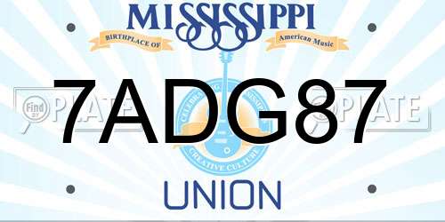 7ADG87 Mississippi License Plate
