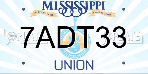 7ADT33 Mississippi License Plate
