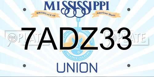 7ADZ33 Mississippi License Plate