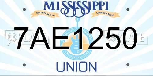 7AE1250 Mississippi License Plate