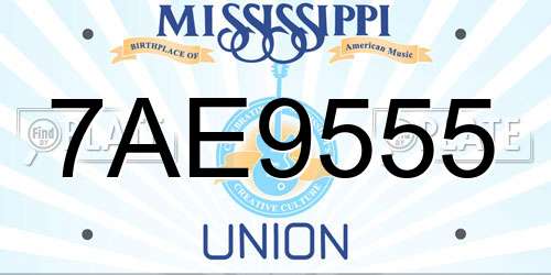 7AE9555 Mississippi License Plate