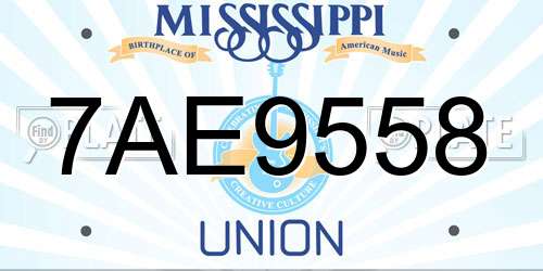 7AE9558 Mississippi License Plate
